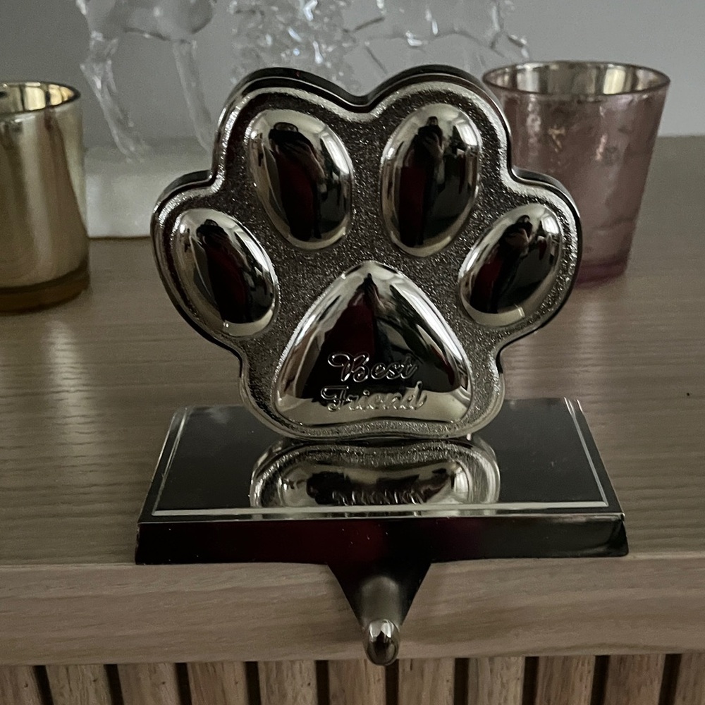 Silver Paw Print Stocking Hook